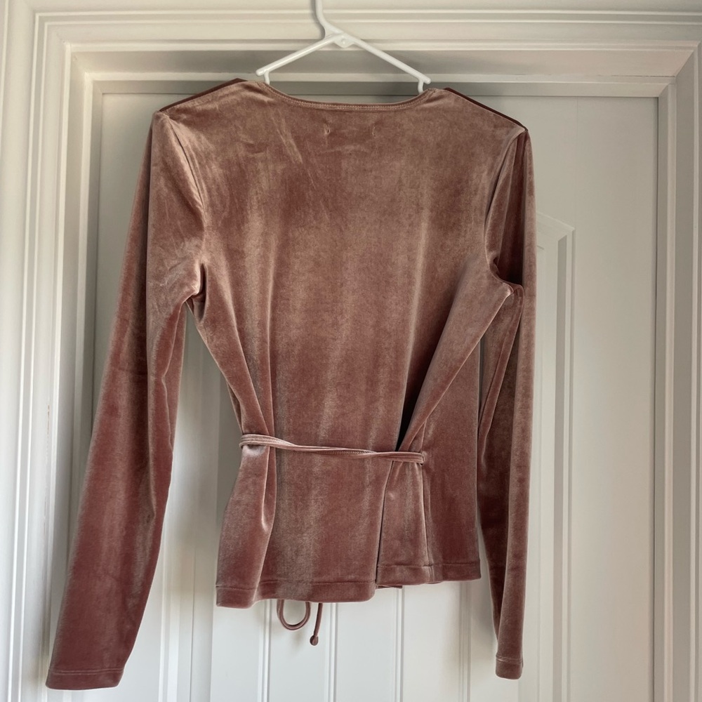 Madewell Velvet Ballet Wrap Top in warm ash - S - Picture 6 of 6